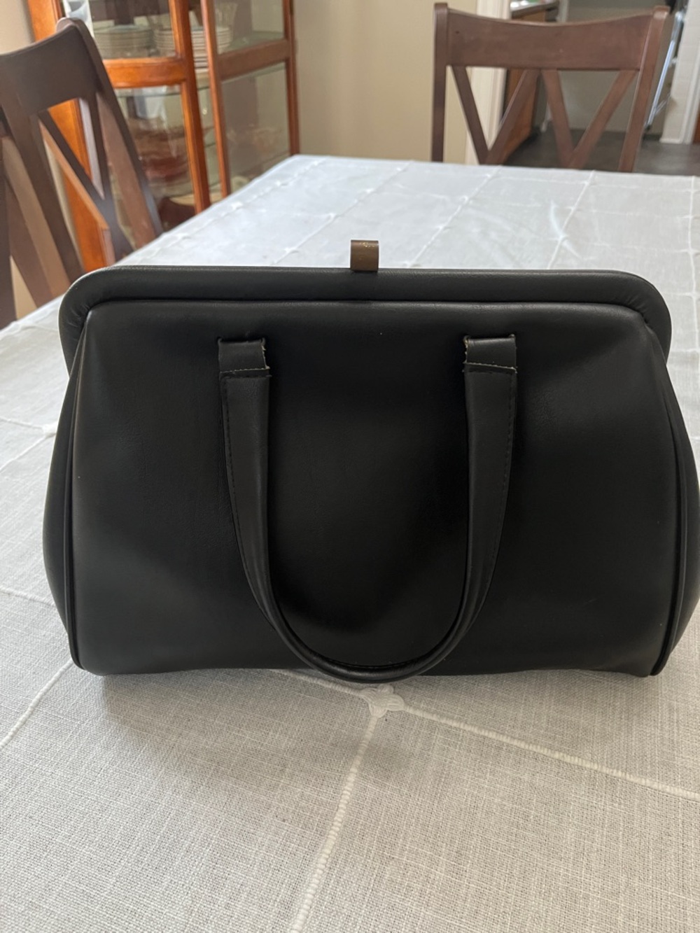 VINTAGE MID 1960’S Black Structured Satchel Bag - women - Picture 2 of 7